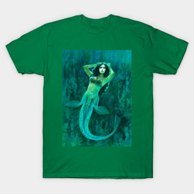 Vintage Surreal Mermaid T-Shirt by mictomart